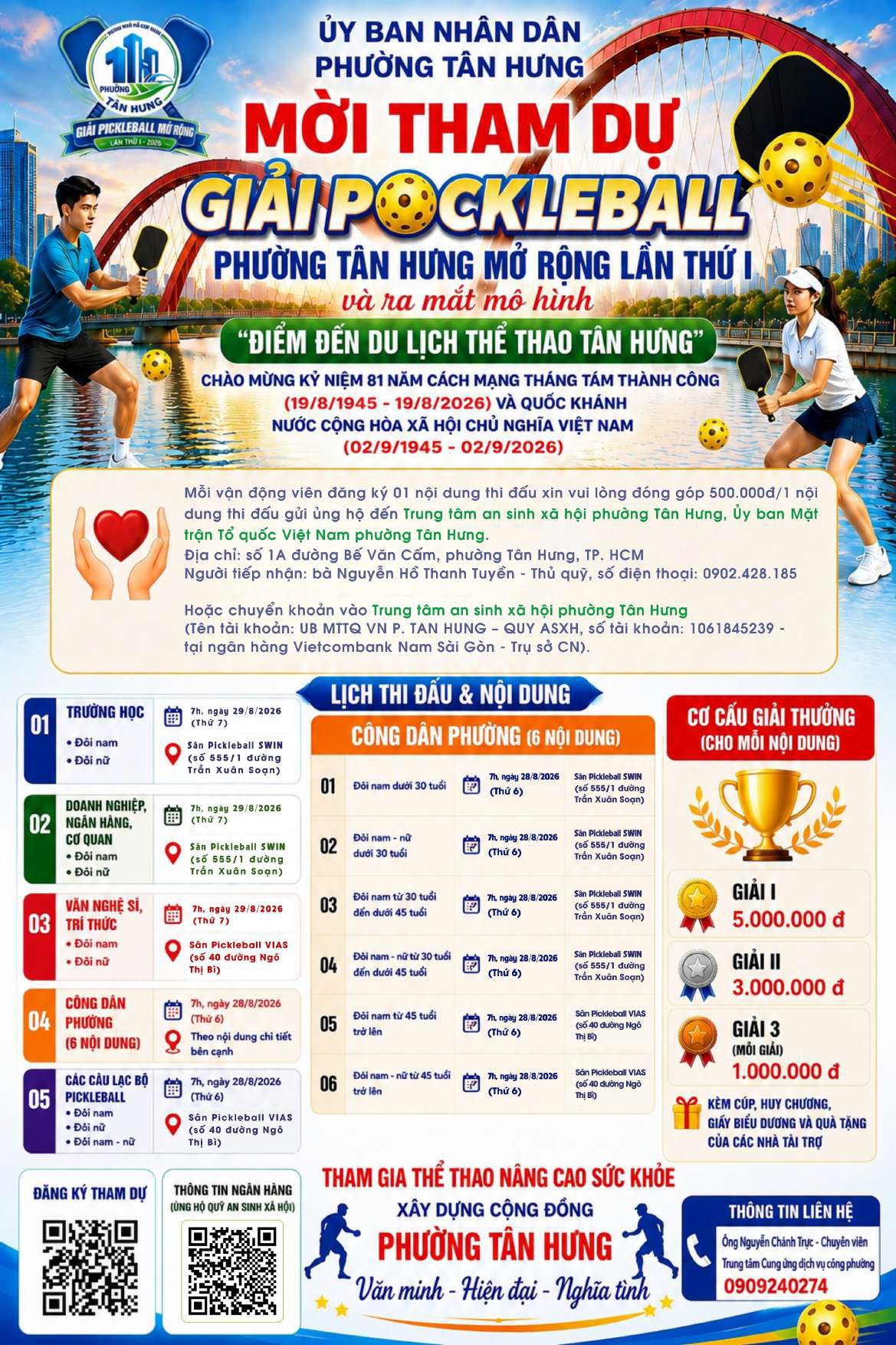 Giải Pickleball phường T&acirc;n Hưng mở rộng lần thứ I | TAHUBA