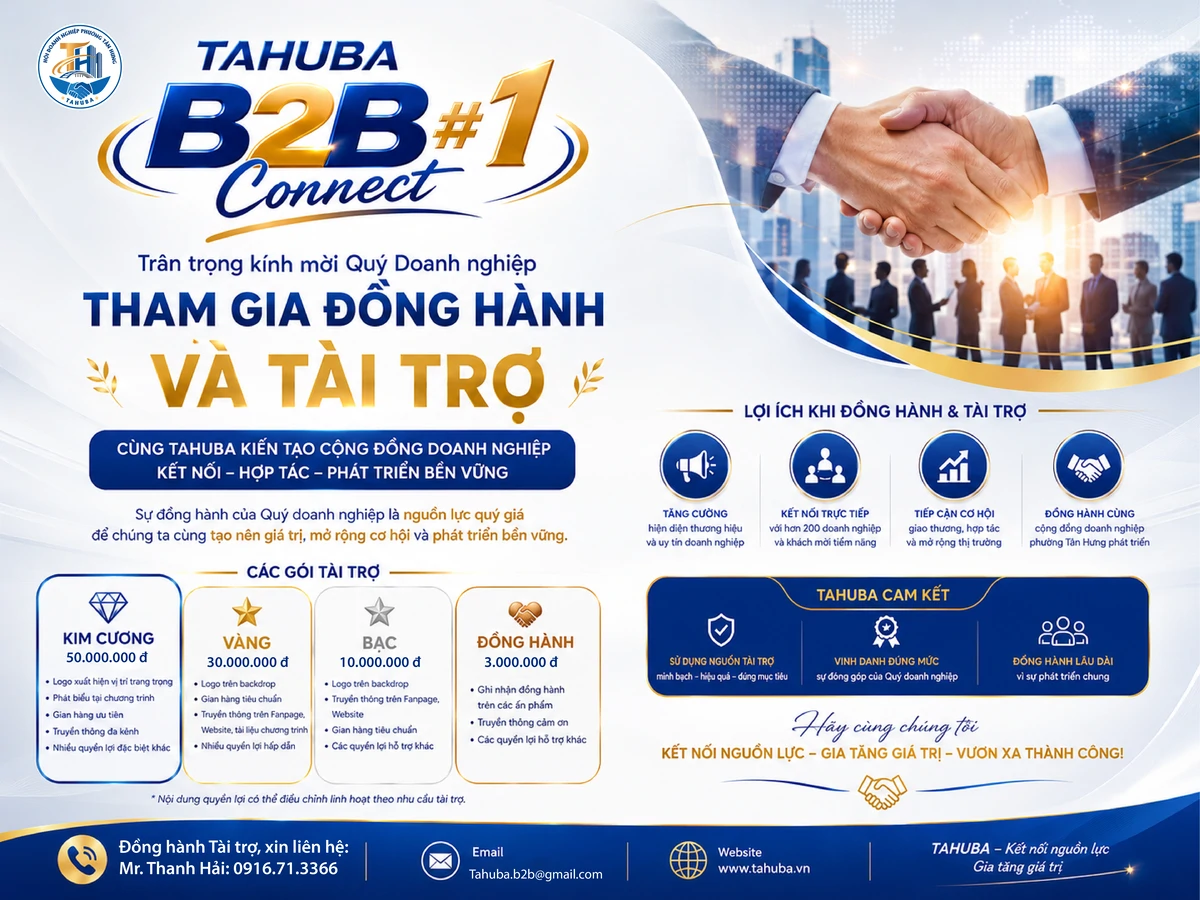 Mời Doanh nghiệp Đồng hành & Tài trợ TAHUBA B2B CONNECT #01 – Cơ hội Kết nối Giao thương và quảng bá Thương hiệu Doanh nghiệp.