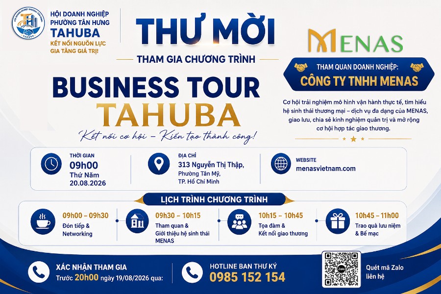 Business Tour TAHUBA tại Công ty TNHH MENAS: Tham quan doanh nghiệp, kết nối giao thương