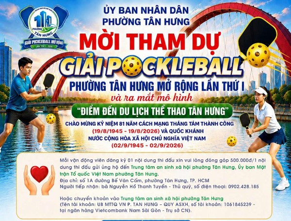 Giải Pickleball phường Tân Hưng mở rộng lần thứ I