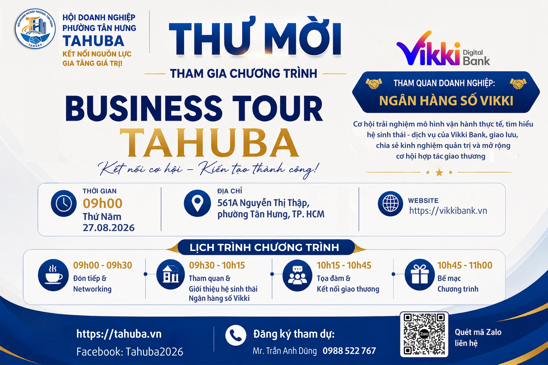 Thư mời tham dự Business Tour TAHUBA tại Ng&acirc;n h&agrave;ng Số Vikki Nguyễn Thị Thập
