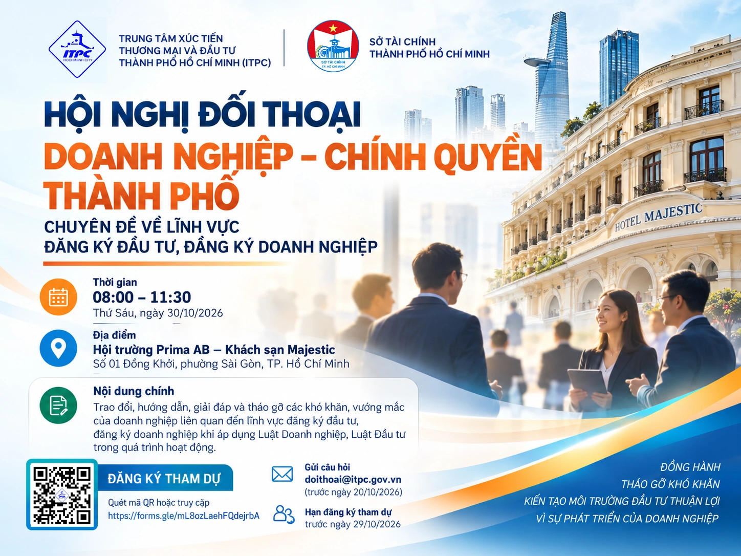 Hội nghị Đối thoại Doanh nghiệp - Ch&iacute;nh quyền Th&agrave;nh phố - Chuy&ecirc;n đề về lĩnh vực đăng k&yacute; đầu tư, đăng k&yacute; doanh nghiệp